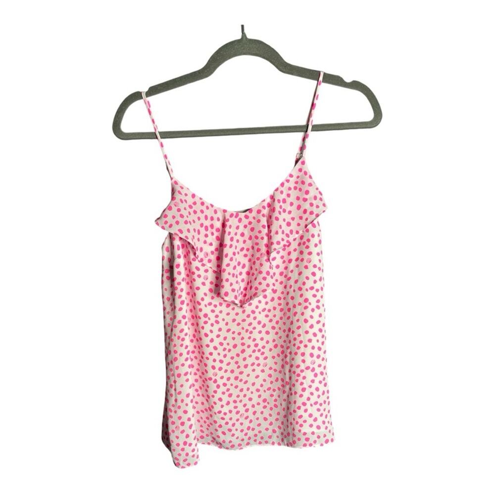 Lilly Pulitzer Pink White Polka Dot Camisole Ruffle Detail XS